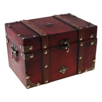 Set Of 3 Vintage-Style Wooden Trinket Boxes / Small Treasure Chests For Jewelry Storage