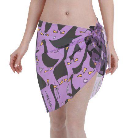 Adobk Women Beach Sarong Bathing Suit Funny Goose Print Wrap Skirt Sheer Bikini Swimsuit Cover Ups For Swimwear