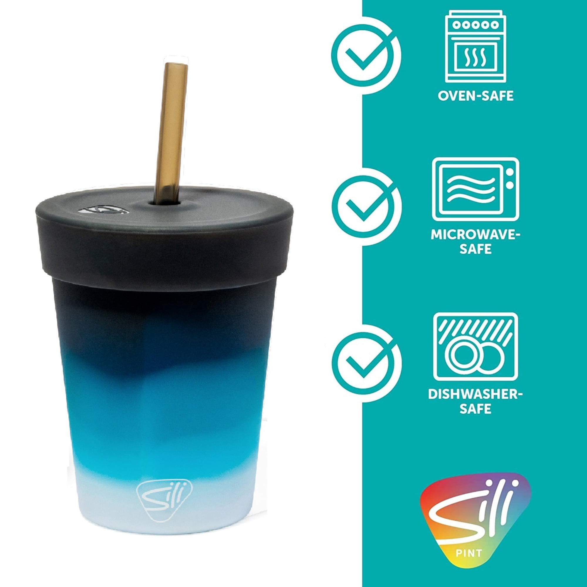 Silipint: Silicone Kids 8oz Straw Tumblers, 2 Pack, Moon Beam & Mountain Air