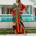 thumbnail image 2 of XIAOCHA Butterfly Print Kaftan Dress for Women Oversized Flowy Batwing Sleeve V Neck Maxi Dress Airy Bold Beach Dresses, 2 of 4