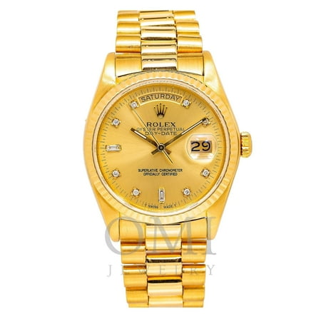 Rolex Day-Date 18038 36mm Champagne Diamond Dial With Yellow Gold President Bracelet, Rolex, Adult, Male