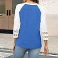 thumbnail image 5 of zbxnLI 3/4 Length Sleeve Womens Tops Hollow out Cuffed Casual Blouse Women Crewneck Loose Tunic Shirts, 5 of 8