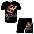 thumbnail image 3 of Camiseta de dibujos animados japoneses de Sonic, camiseta para niños, camiseta y pantalones cortos, conjunto de dos piezas, camiseta linda de dibujos animados de verano para niño + pantalones de playa, 3 of 5