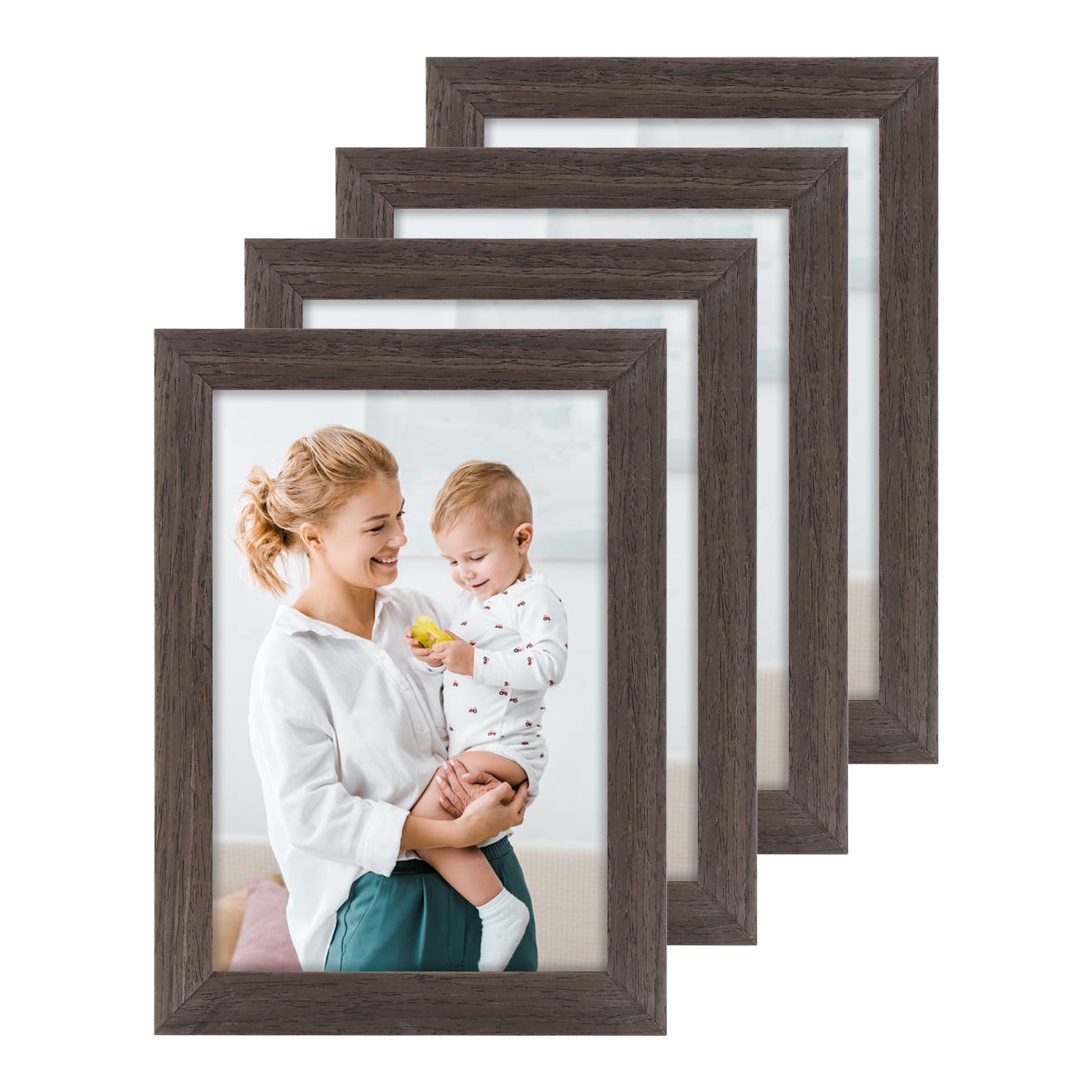 WUTL Rustic Brown Picture Frames 4x6“ Wood Photo Frames for Wall and Desktop 4 pack