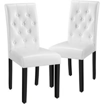 Renwick Leather Tufted Padded Dining Chair, Set of 2, White