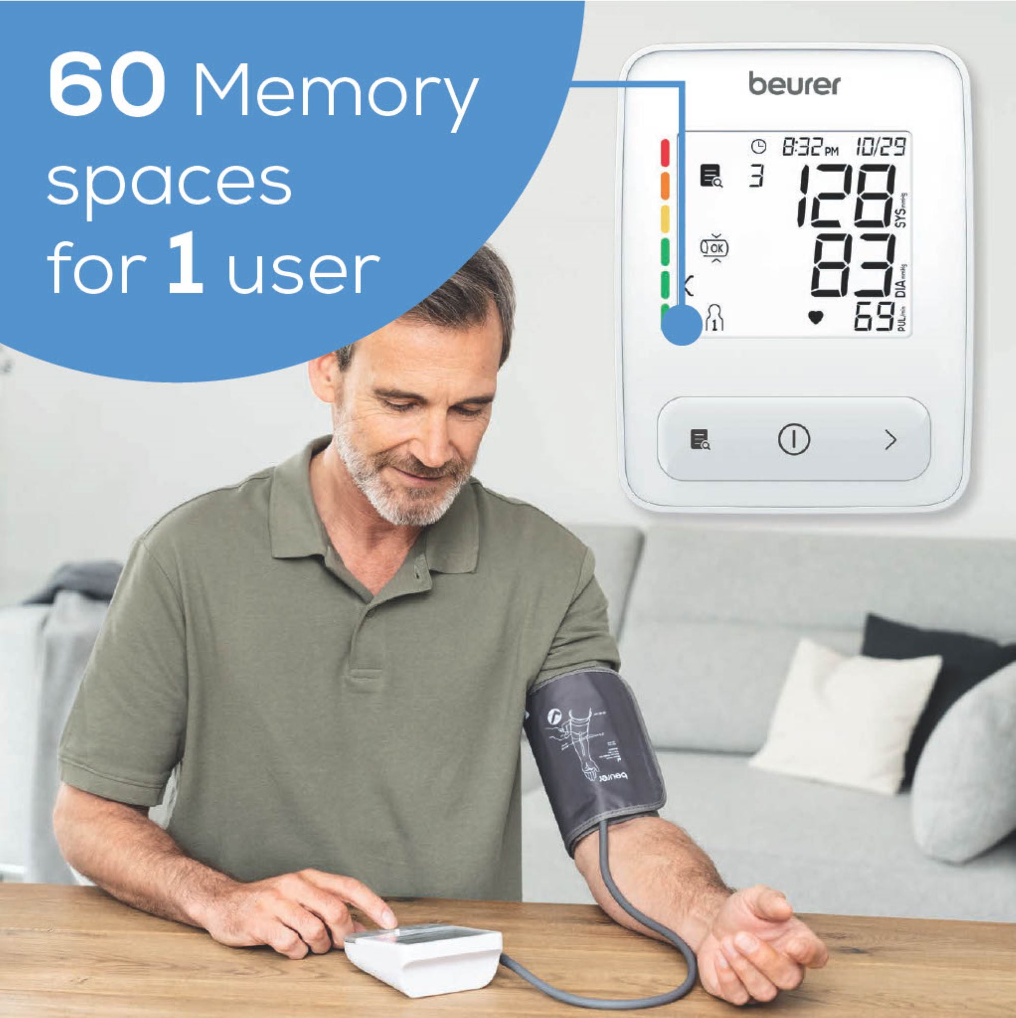 Beurer Auto 400 Blood Pressure Monitor, FSA & HSA Eligible, Wide-Range Upper Arm Cuff, Stores 60 Readings