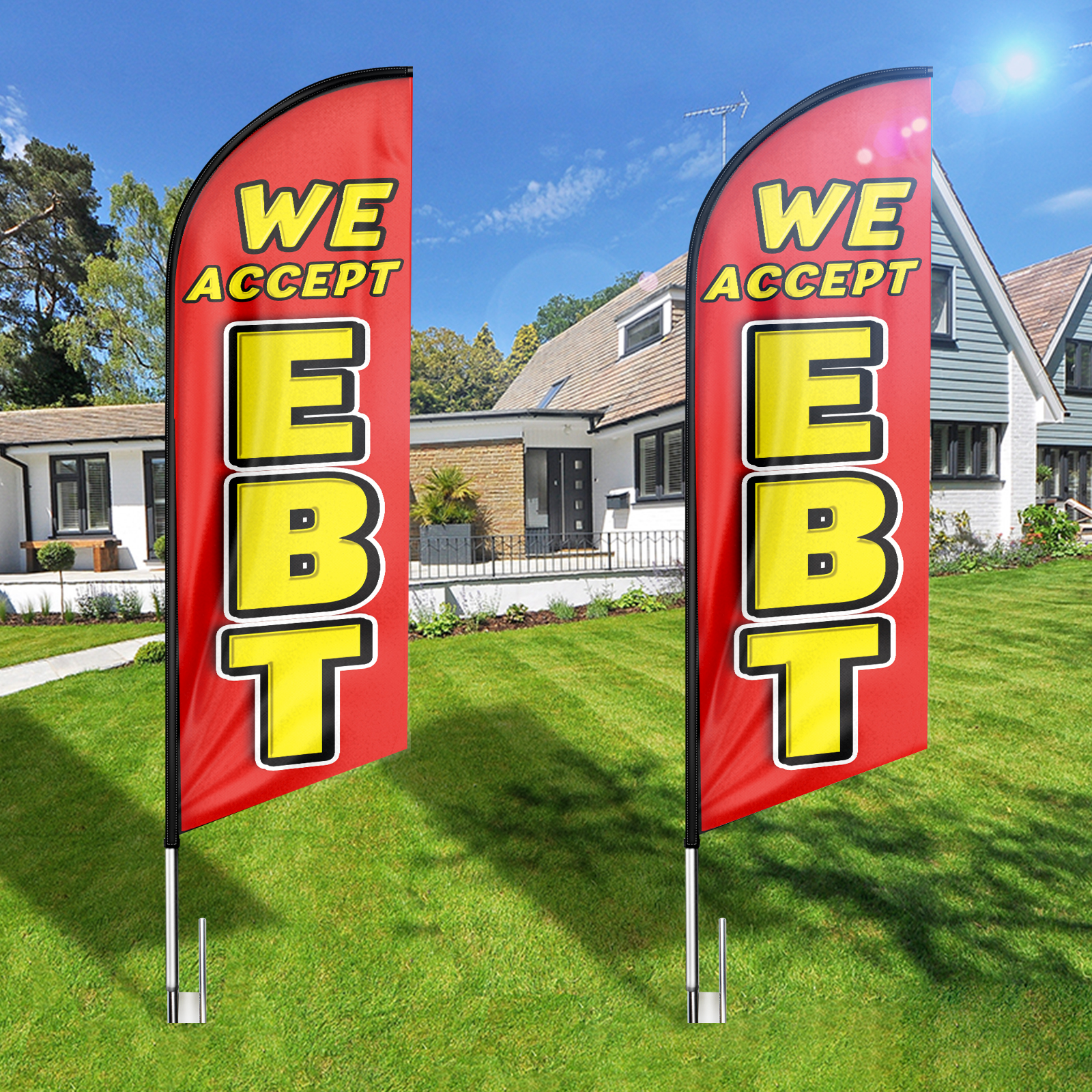 We accept EBT Sign Feather Flag,8FT EBT outdoor advertising flag,  EBT Business Sign,We accept EBT Swooper Flag（FLAG ONLY）