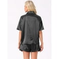 thumbnail image 4 of DARING DIVA Pajama Satin Oversize Casual Button Down Point Collar Set S Black, 4 of 7