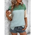 thumbnail image 4 of XCHQRTI Women's Color Block Tshirt Drop Shoulder Oversized Blouse Dressy Casual Work Outfits, 4 of 9