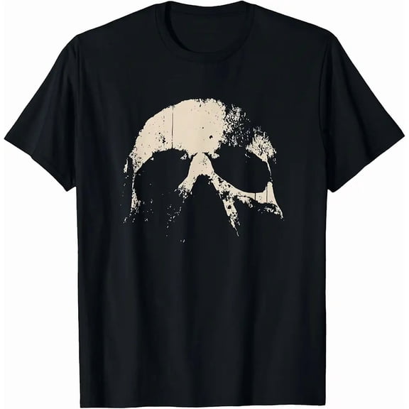 Men's Vintage Distressed Skull Graphic Cotton T-Shirt