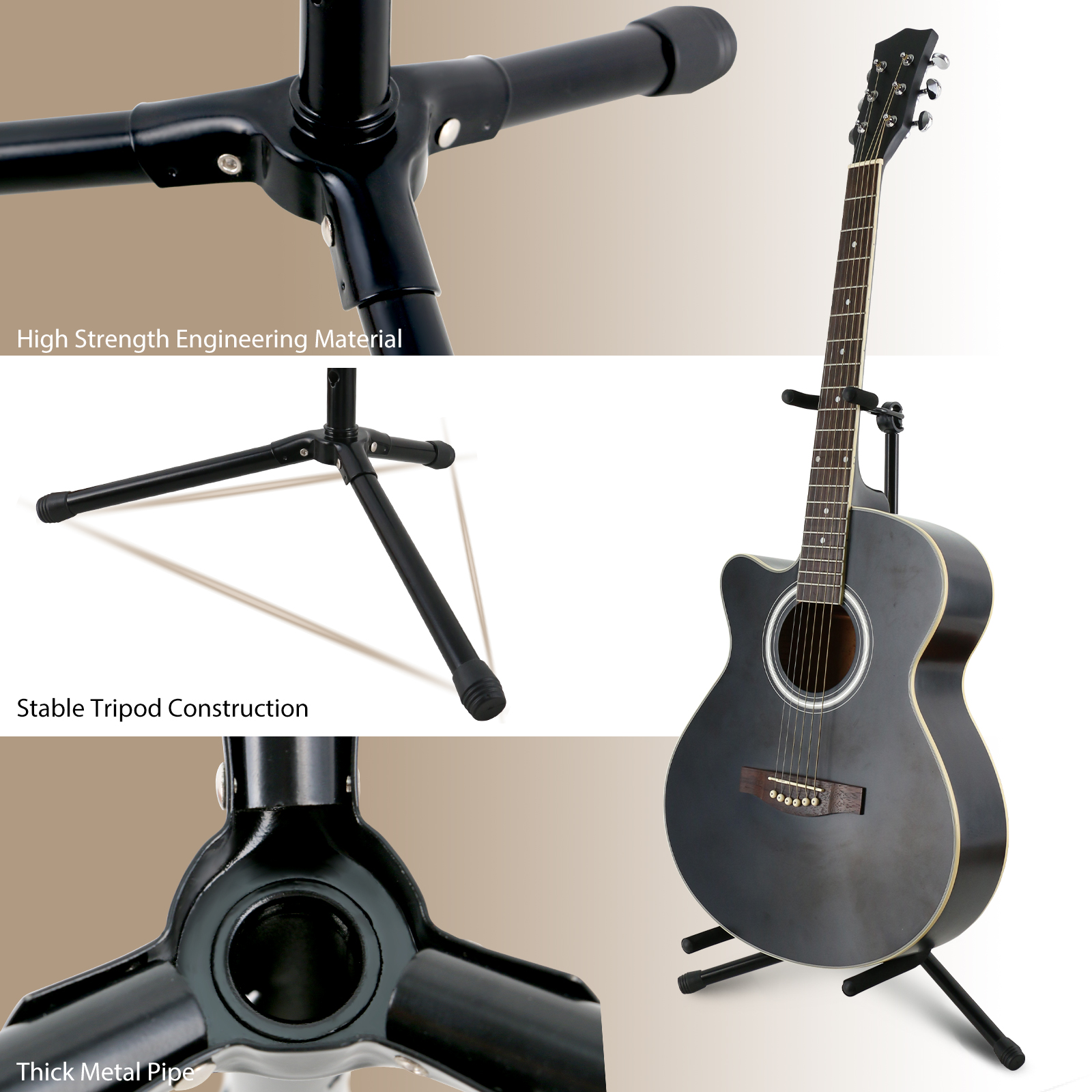 EASTROCK Guitar Stands for Acoustic  Guitars Floor Folding Stand  with Foam Arm Universal Height Adjustable for Bass/Electric