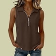 thumbnail image 4 of Women Half Zip Ribbed Sleeveless Tank Tops Dressy Casual Sporty Daily Vests Blouse Coffee XXL, 4 of 6
