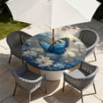 thumbnail image 6 of Round Outdoor Tablecloth with Umbrella Hole, Zippered Fitted Tablecloth with Elastic Edge, Waterproof Table Cloth Cover for Picnic Party Fits 36"-65" Round Table, 6 of 9