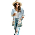 thumbnail image 2 of SCRAWLGOD Flower Women's Open Front Cardigan Lightweight Sweaters for Women Fall Long Sleeve Womens Long Comfy Cardigan Size L for Daily Life Women Jackets Casual, 2 of 7