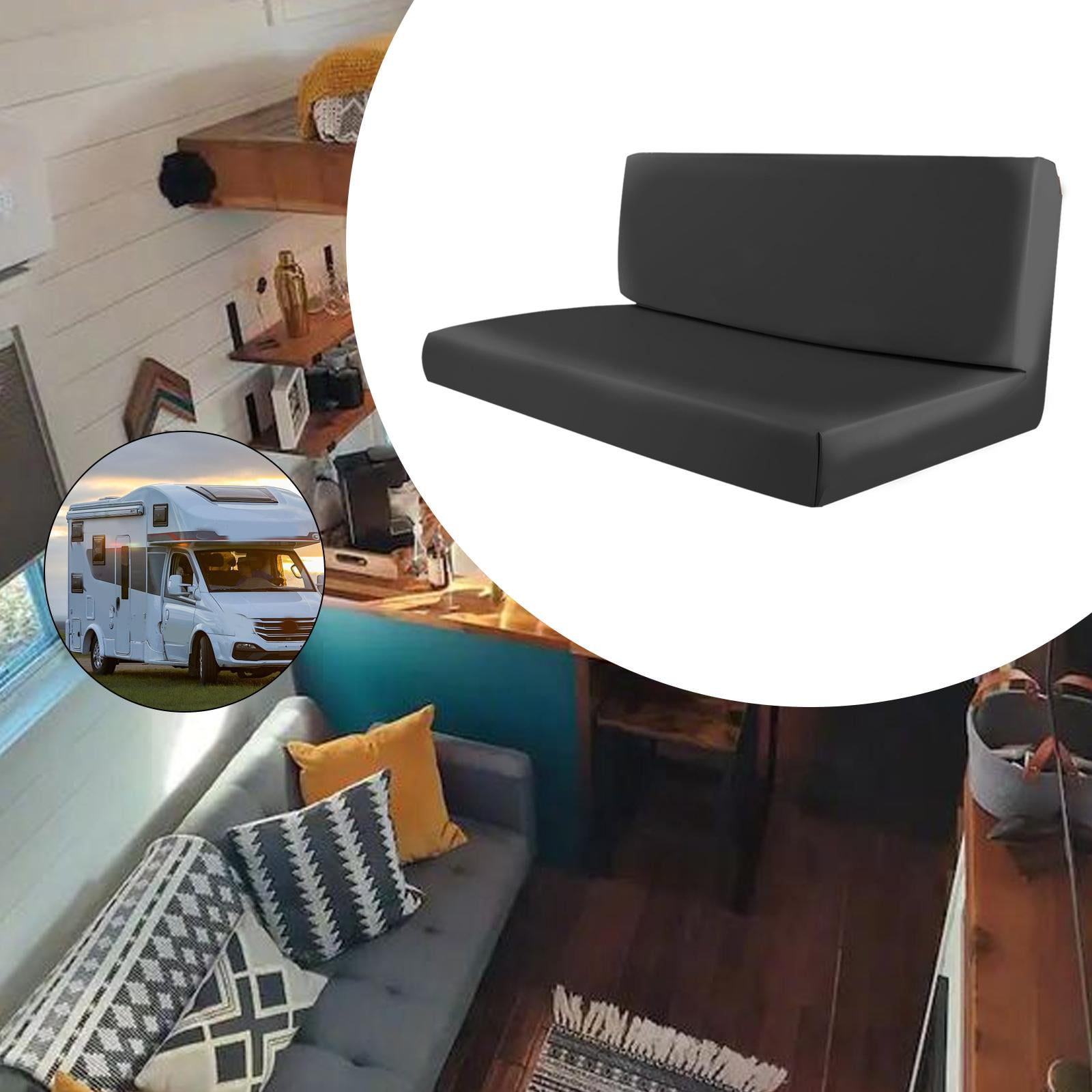 DYNWAVECA RV Dinette Cushion Covers Camper Cushion Slipcovers Soft Replacement Loveseat Sofa Furniture Protector for Camping Couch Black Walmart
