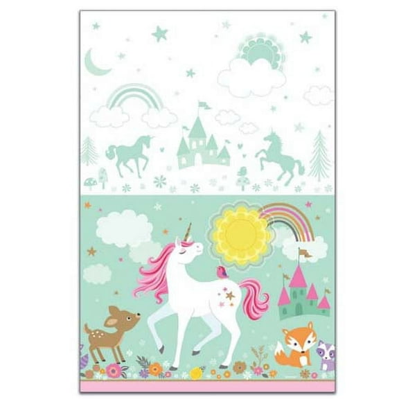 Magical Unicorn Fantasy Animal Kids Birthday Party Decoration Plastic Tablecover