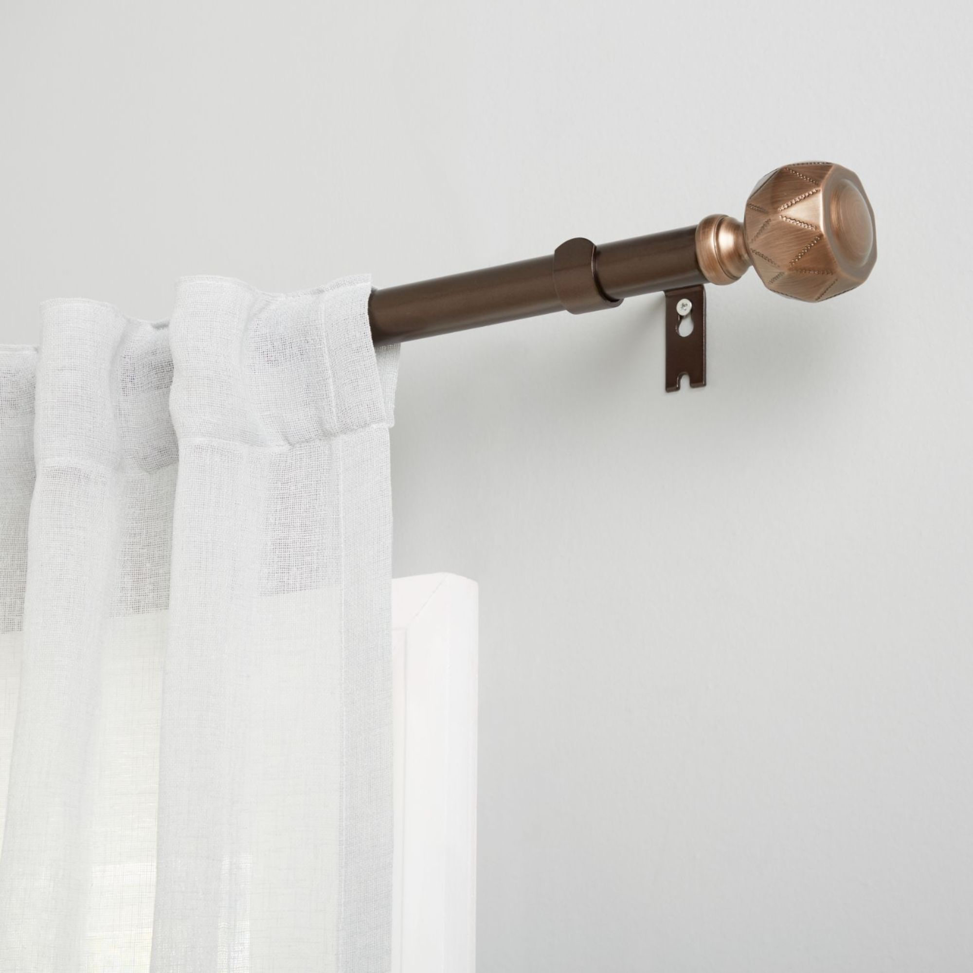 Exclusive Home Regal 1" Window Curtain Rod and Finial Set, Adjustable 66"-120", Bronze
