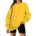 thumbnail image 1 of ORUYROP Chandails en Molleton Surdimensionnés pour Femmes Manches Longues Col Rond Chandail Décontracté Ample Couleur Unie Polaire Tops Pulls, 1 of 7