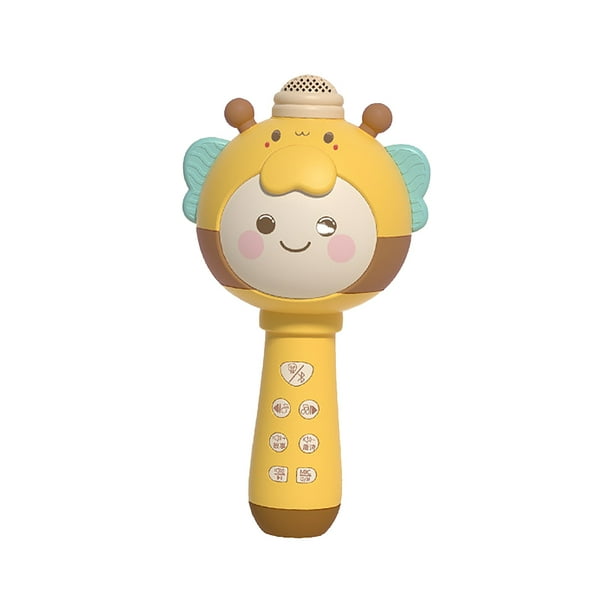 Bewildely Micrófono para niños, compatible con Bluetooth, recargable, HiFi, música, micrófono para niños, altavoz, , sonido, equipo de Juguetes Educativos Amarillo