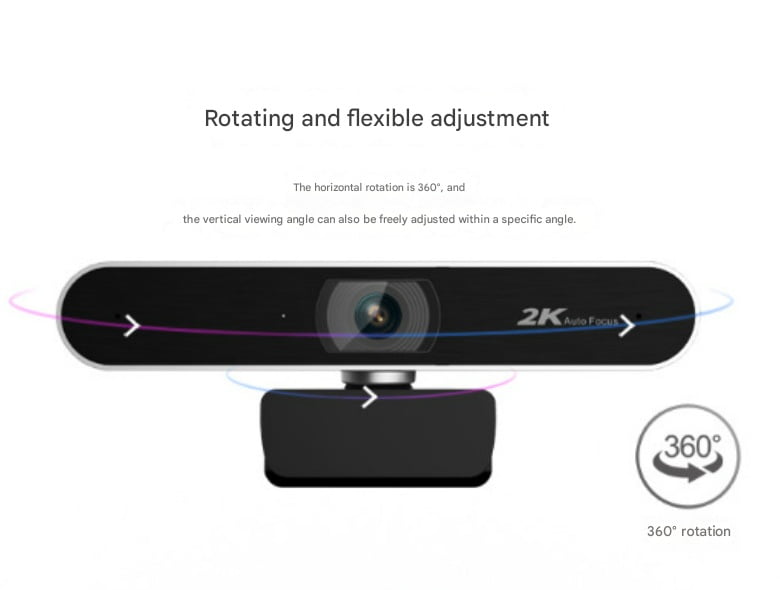 A30PRO 2K Auto Focus Webcam with 90° Wide-Angle Lens & 360° Rotation - All-in-One Conference Camera with Built-in Microphone for PC/Laptop