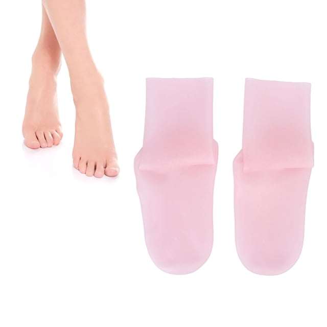 Moisturizing Silicone Socks for Soft, Smooth Feet, Shock Absorption, Pressure Relief, Chapped Heel Repair with Plant Essential Oil Treatment, Wrinkle Reducing, Stretchy Portable