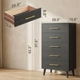 thumbnail image 6 of 4 Pieces Bedroom Furniture Set, Includes Queen Bed Frame with 4 Under-Bed Drawers, Nightstand,Wide 6-Drawer Dresser and Tall 5-Drawer Dresser with Aiti-Toppling Device- Black, 6 of 10