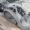 thumbnail image 5 of 8' X 10' Black And Gray Damask Power Loom Distressed Stain Resistant Area Rug, 5 of 5