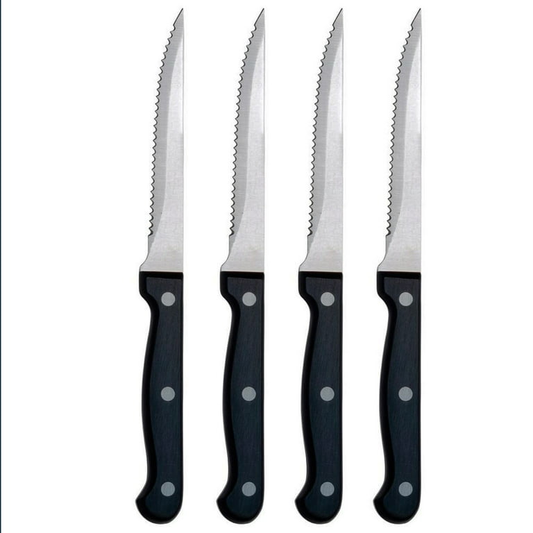 BEZIA Steak Knives, Non-Serrated Steak Knives Set of 4, 5 Inch German  Stainless Steel Steak Knife, 4 Pieces Razor Sharp Straight Edge Steak knife  with
