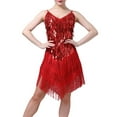 thumbnail image 1 of Faithtur Dames Robe Paillettes Irrégulière Multi-Couche Pompon Robe de Danse, 1 of 7