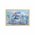 thumbnail image 1 of Paris Wall Art with Frame, Young Woman French Hat and Funny Cat on Bicycle in French Street Watercolor, Printed Fabric Poster for Bathroom Living Room, 35" x 23", Multicolor, by Ambesonne, 1 of 2