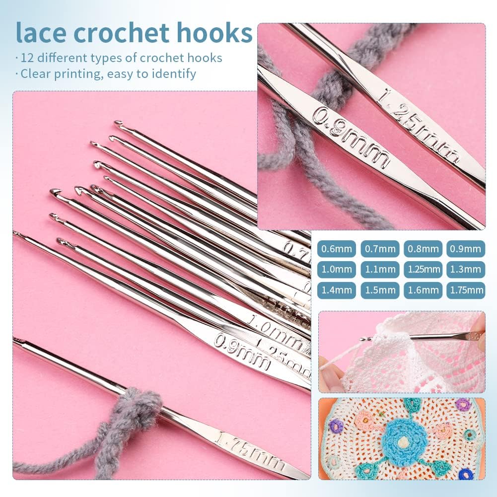Wiher Crochet Kit for Beginners, 130-Piece Complete Set photo 3