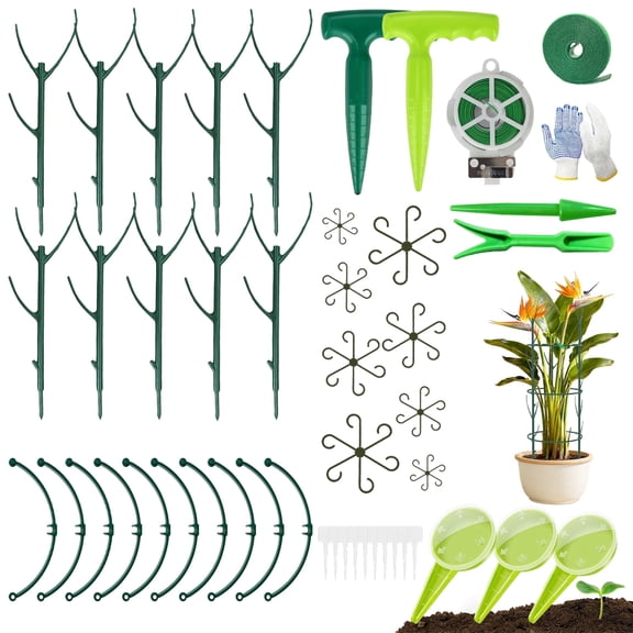 HUWAIGOU 48-Piece Adjustable Plant Support Stake Set, Stackable Monstera Plant Stand Set, Includes Gardening Tools, Suitable for Indoor and Outdoor Climbing Plants and Vines