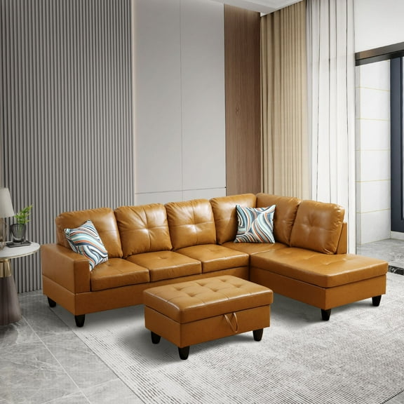 Pon Living Furniture Inc. Sectional Sofa Set Left Hand Facing Microfiber and Faux Leather