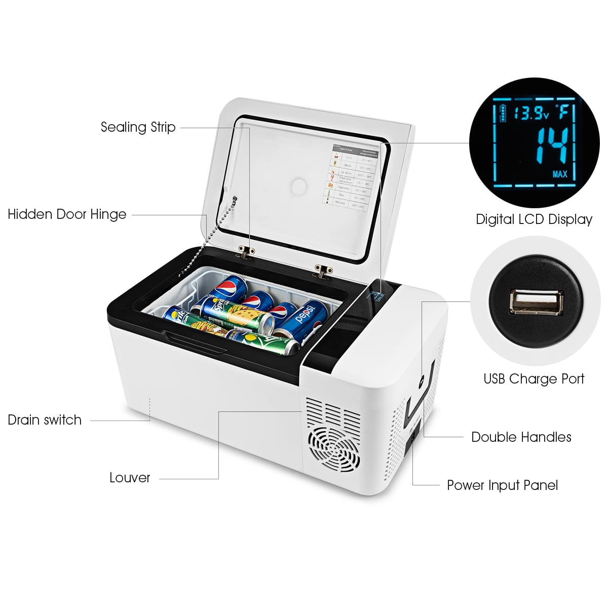 Costway 16 Quart Portable Car Refrigerator Mini Cooler/ Freezer Compressor Camping