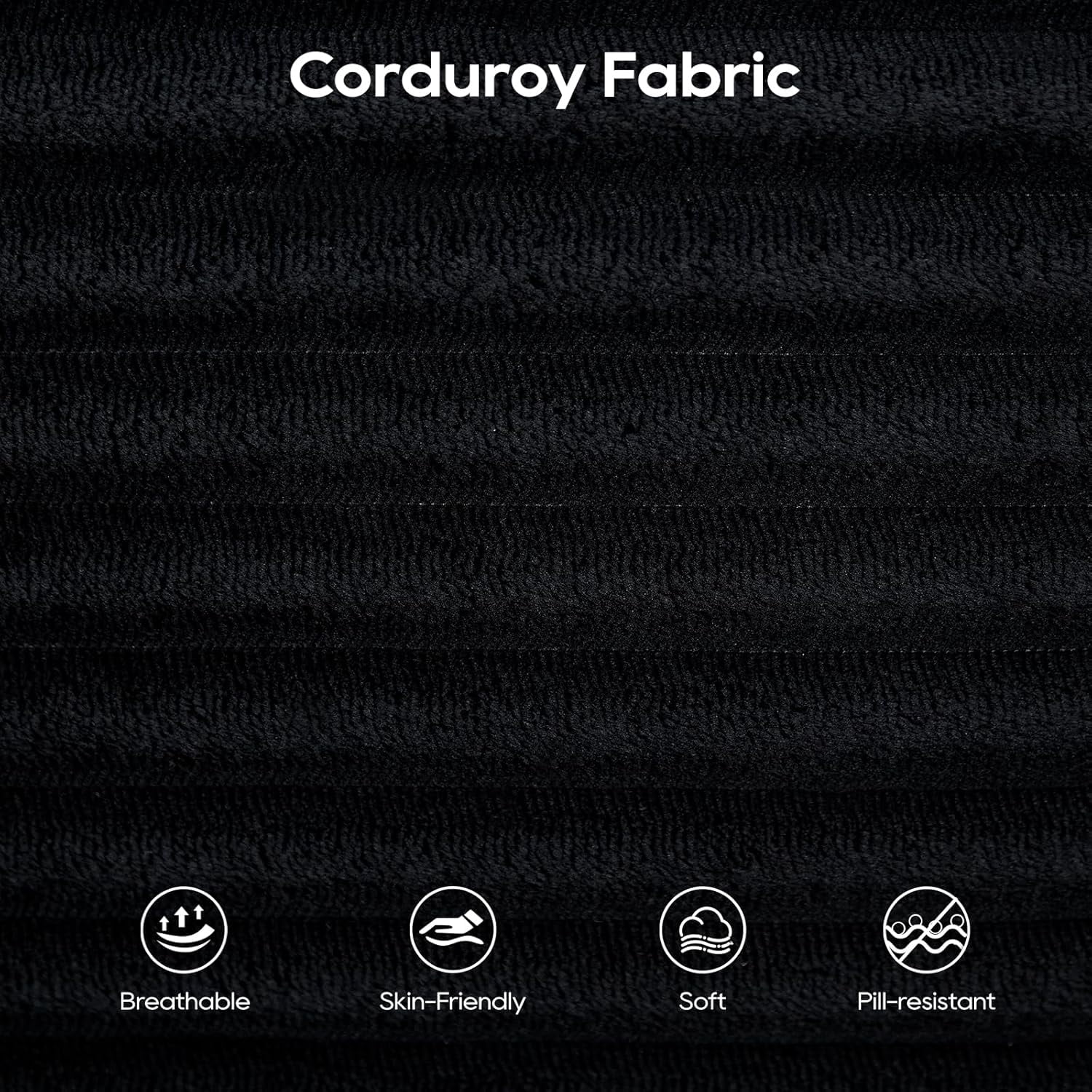 70.87" WCloud Lounge Memory Foam Corduroy Convertible Folding and No Assembly Loveseat Sofa Bed,Black