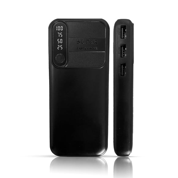 Power Bank Genérico PB20000 Portátil Negro 20000mAh Carga Rápida 3 USB LED