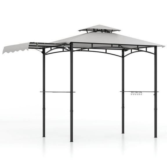 Topcobe 10.5 x 5 FT Patio Canopy with Side Awning and Double-Tiered Top, Patio Canopy Shade Cover-Gray