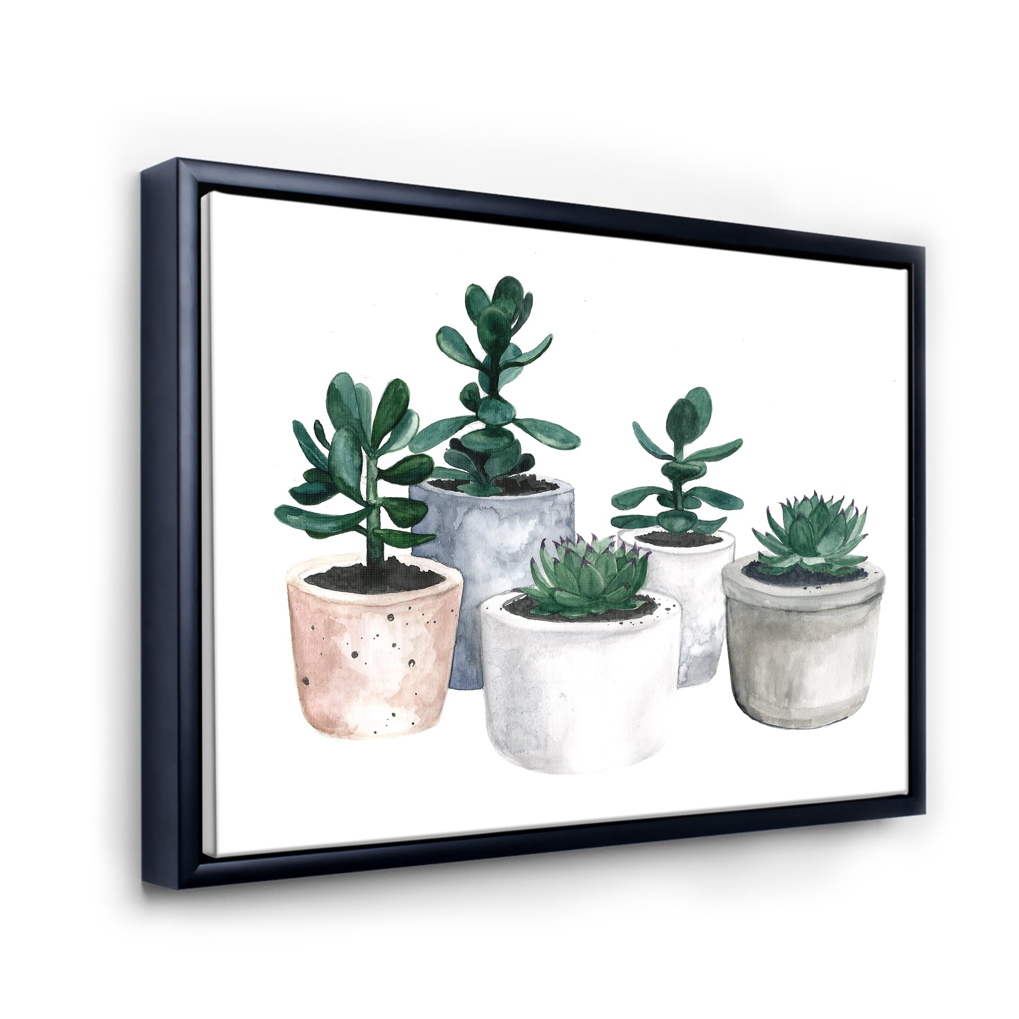 Designart 'Succulent and Cactus House Plants VI' Farmhouse Framed Canvas Wall Art Print