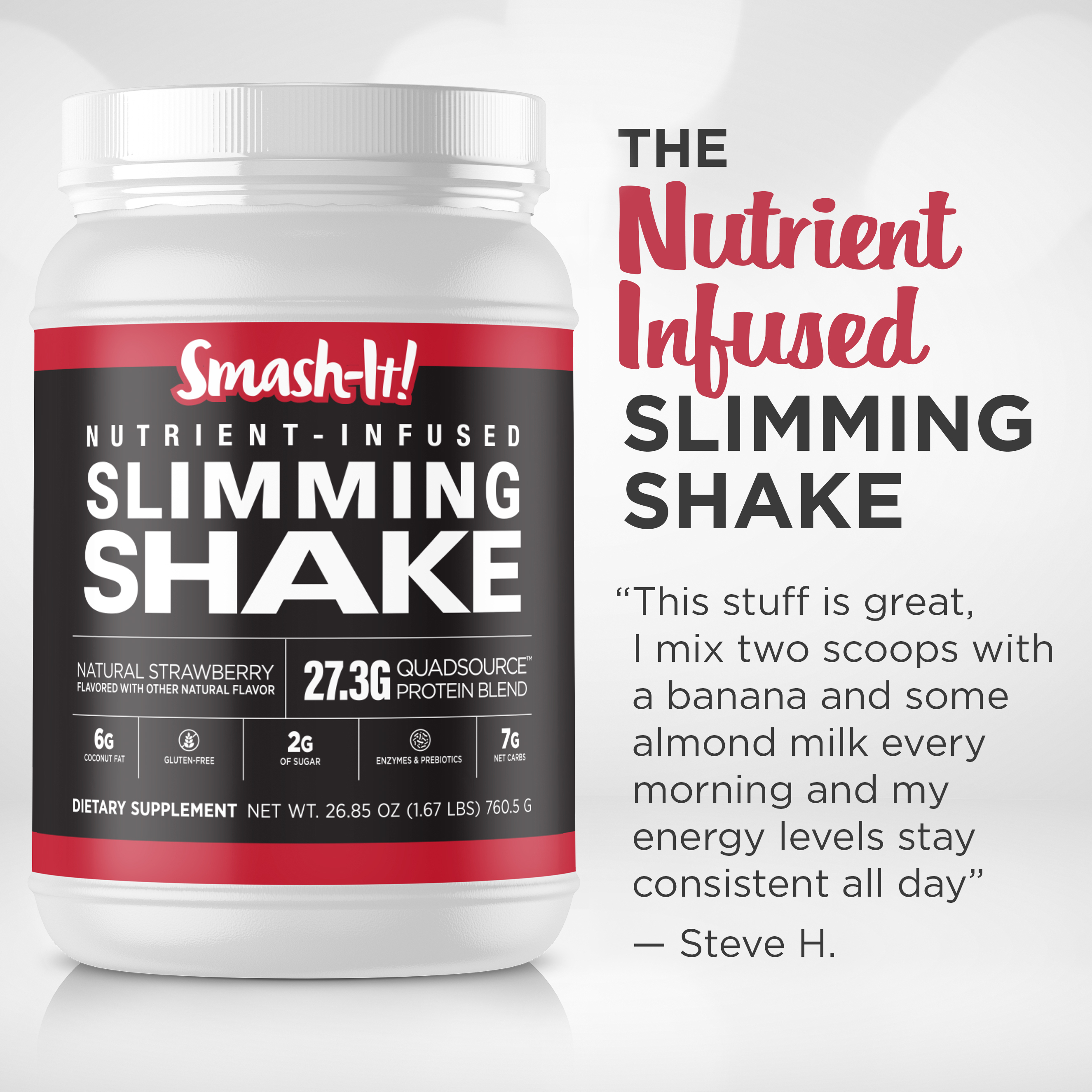 Primal Labs Smash-It Nutrient Infused Low Carb Protein Powder, Keto, Strawberry Flavor