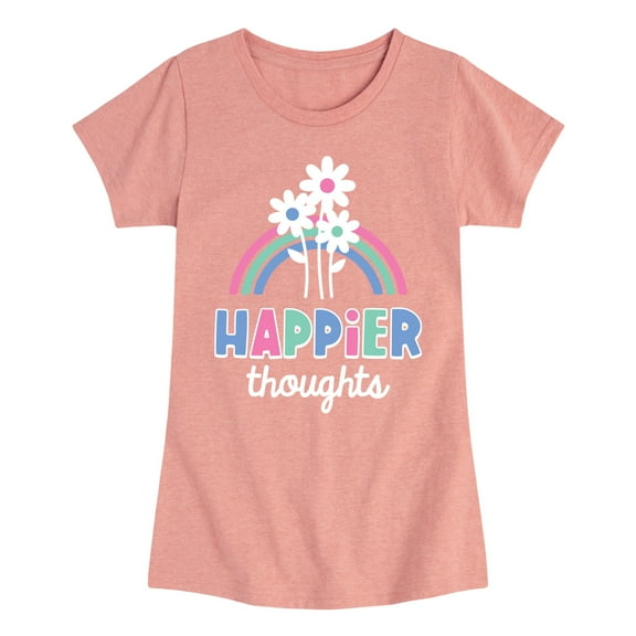 Instant Message - Happier Thoughts - Toddler And Youth Girls Short Sleeve Graphic T-Shirt