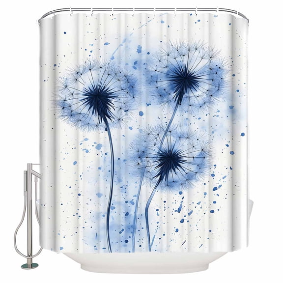 Small Stall Shower Curtain 36x78 Inch Narrow Half Size Blue Flowers Bath Curtains Bathroom Decor Watercolor Minimalism Spring Plants Waterproof Fabric Shower Curtain Set with Hooks 36 Inch