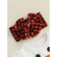 thumbnail image 6 of Suealasg Little Girls Christmas Clothes 1T 2T 3T 4T 5T 6T Kids Girls Long Sleeve Snowman Shirt Plaid Flared Pants Headband Set 3Pcs Christmas Holiday-themed Gifts for Children Girls, 6 of 8