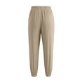 thumbnail image 3 of felwors Capri Pants Women Petite Summer Pull Capri Joggers Casual Elastic Waist Cropped Pant Beach Clothes Khaki for Size L, 3 of 4