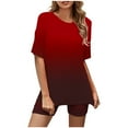 thumbnail image 2 of Black*Friday Clearance under $5 LEBONYARD Plus Size Shorts $5,Women's Shorts for a Fun and Casual Day Out,,Women Fashion Round Neck Blouse Short Sleeve Tops Shorts Casual Suit Sets, 2 of 3