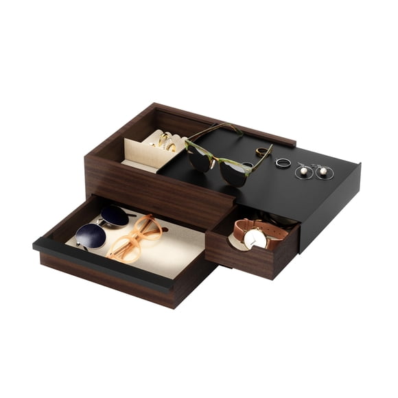 Umbra Boîte à Bijoux Stowit - Organisateur de Rangement Souvenir Moderne avec Tiroirs à Compartiments Cachés pour Bague, Bracelet, Montre, Collier,