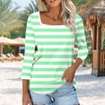 thumbnail image 2 of Fall Winter Savings!Ahuyuic Womens Blouse Print Square Neck 3/4 Sleeve Casual Non Positioning Top for Women L Green, 2 of 5