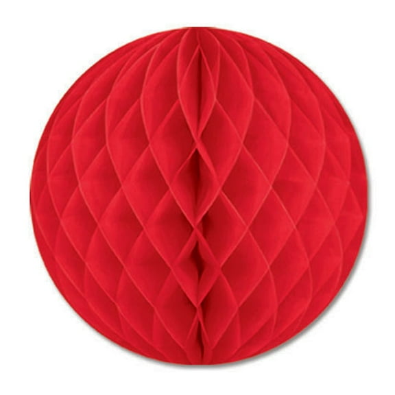 Club Pack of 24 Red Honeycomb Hanging Tissue Ball Decorations 12"