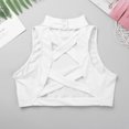 thumbnail image 3 of YUUMIN Big Girls Mock Crisscross Back Crop Top Gymnastics Dance Camisole Athletic Shirts Ivory 6, 3 of 5