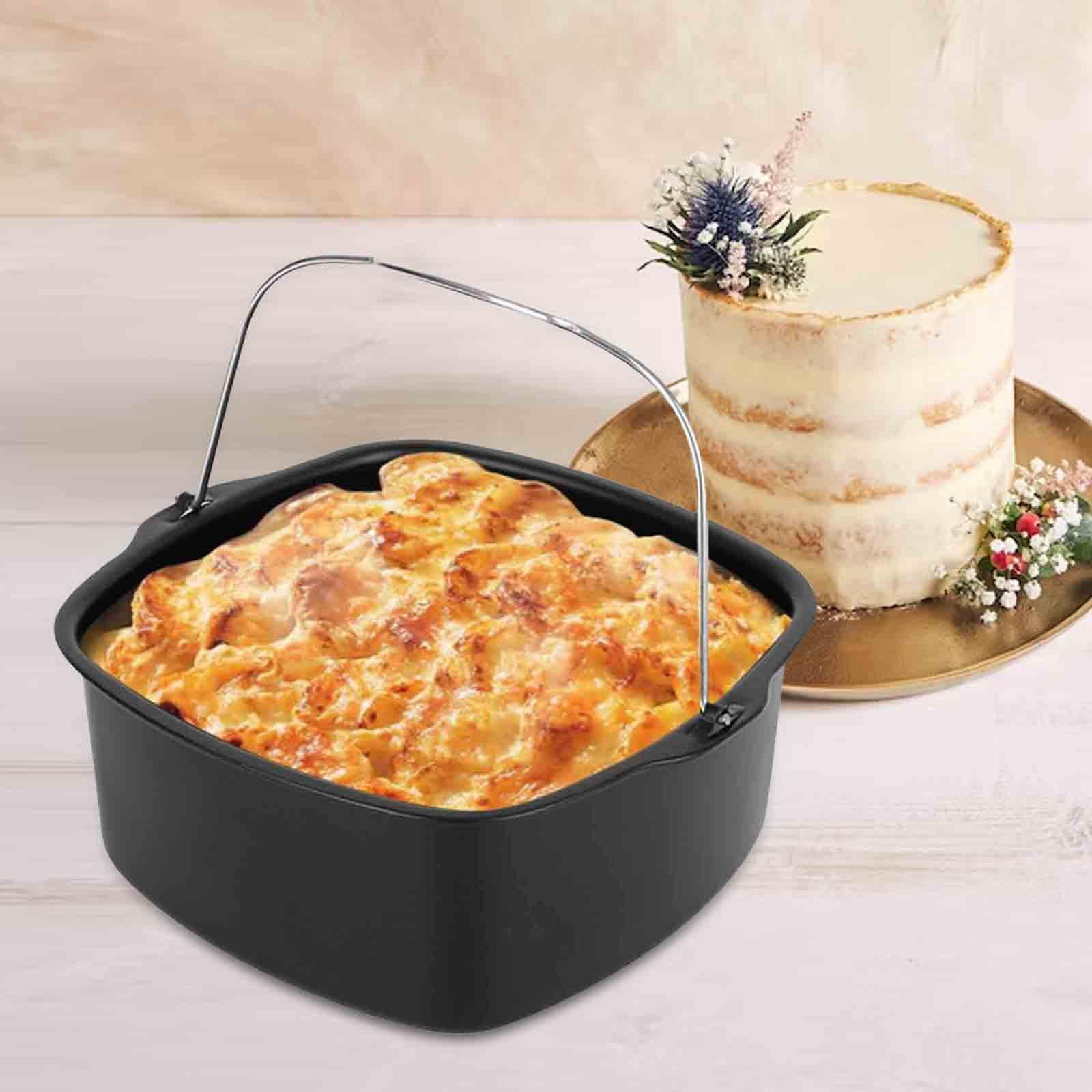 Fiocias Air Fryer Accessory Springfoam Pan Baking Cake Barrel Carbon Steel Air Fryer Pan 8 inch