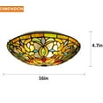 thumbnail image 4 of Vinplus Tiffany 3 Light Flush Mount Ceiling Light 16" White Finish with Tiffany Glass, 4 of 7
